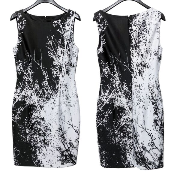 TAHARI Arthur Levine Pusswillow Trees Stretch Sheath Dress 8 - Picture 1 of 8